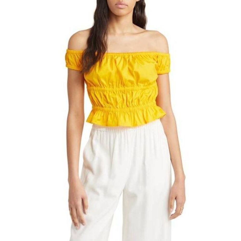 Nordstrom Open Edit shirred off-shoulder cotton top